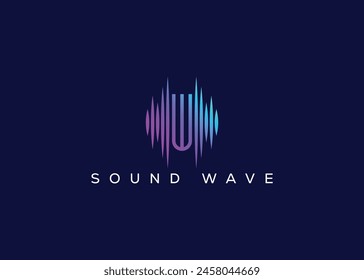 Minimalist Letter W Sound Wave vector logo. Modern Sound Wave logo. W Music Logo