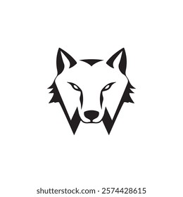 Minimalist Letter W Wolf Head Logo Design Silhouette Vector Illustration