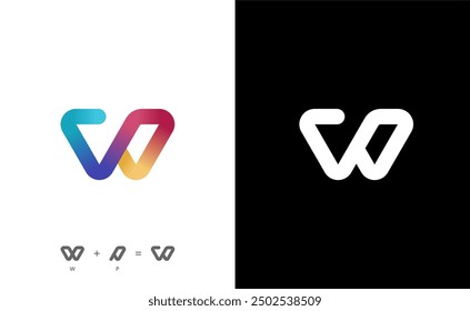 minimalist letter WP logo or modern letter PW logo concept vector icon
