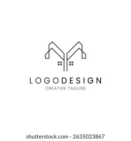 Minimalist letter Y house logo in line style for real estate, property and architecture