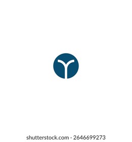 Minimalist Letter Y Logo in Blue Circle, Y logo design with white background. 