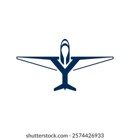 Minimalist Letter Y Plane Logo Design Silhouette Vector