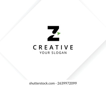 Minimalist Letter Z with arrow logo design. Monogram logo vector template