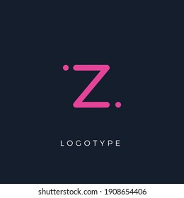 Minimalist letter z with dots, awesome monogram. Lowercase letter for modern and creative logo concept. Initials template on dark background. Vector design.