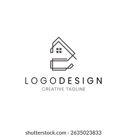 Minimalist letter Z house logo in line style for real estate, property and architecture
