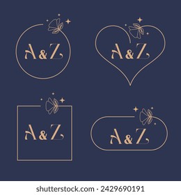 
Minimalist letter A and Z modern monogram set