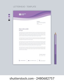 minimalist Letterhead template, company letterhead design, Professional letterhead mockup design, vector, printing design, business advertisement layout, purple background concept