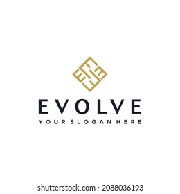 minimalist lettermark initial E EVOLVE Logo design