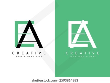 Minimalist Letters Initial EA or AE Monogram Text Letter Logo Design