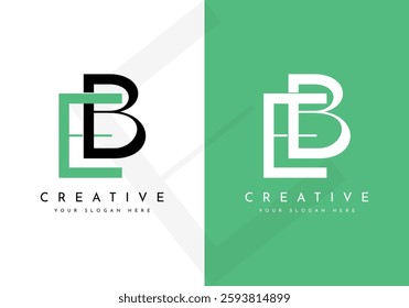 Minimalist Letters Initial EB or BE Monogram Text Letter Logo Design