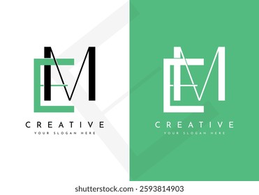 Minimalist Letters Initial EM or ME Monogram Text Letter Logo Design