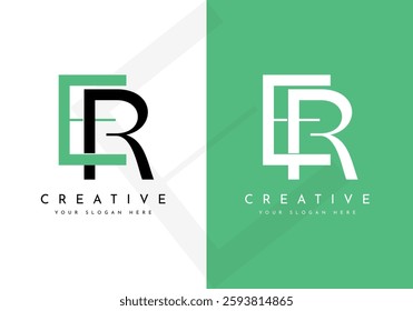 Minimalist Letters Initial ER or RE Monogram Text Letter Logo Design