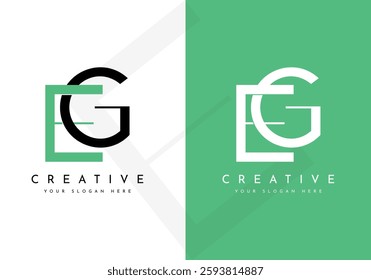 Minimalist Letters Initial EG or GE Monogram Text Letter Logo Design