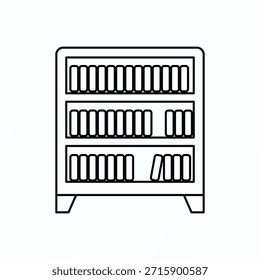 Icono de línea de Biblioteca minimalista que representa un edificio o una colección de libro. Diseño de Vector de contorno limpio perfecto para App de la educación, Sitios web universitarios y proyectos académicos.