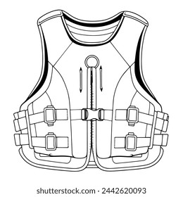 Minimalist life jacket icon in vector format.