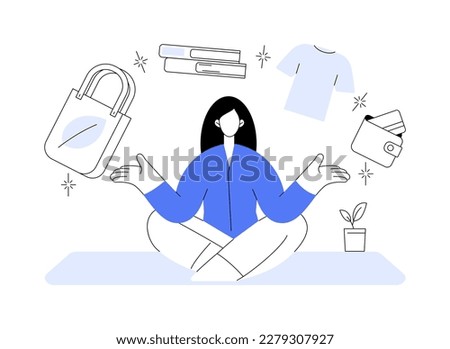 Minimalist lifestyle abstract concept vector illustration. Minimalist consumption, reduce buying, simple living, less financial burden, low expenses lifestyle, few possessions abstract metaphor.
