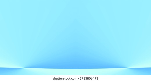 Um fundo abstrato minimalista, azul claro, com uma linha curva de horizonte e raios de luz sutis, projetando para cima, criando um palco espaçoso como efeito.