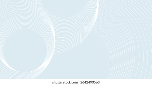 Minimalist Light Blue Background with White Curved Lines and Circular Shapes, Elegant and Modern Vector Design for Presentations and Digital Media Projects