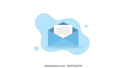 minimalist of a light blue envelope containing a white letter.