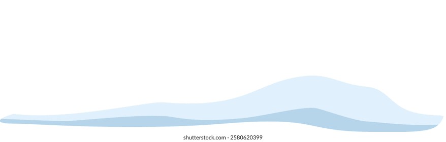 Minimalist light blue landscape featuring snow covered hills forming a gentle slope, creating a serene and tranquil winter scene, ideal for backgrounds and design projects