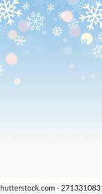 A minimalist light blue snowflake background with a gradient, suitable for use as a winter poster background, certificate border, or electronic invitation template.
