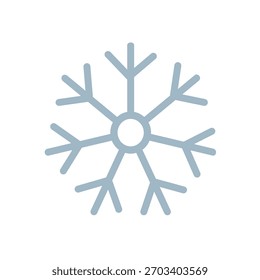 Minimalist Light Blue Snowflake Icon for Winter Season. Intricate Ice Snowflake. Frozen Snowflake Design