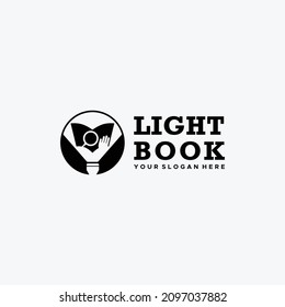 Minimalist LIGHT BOOK Hand Silhouette logo design