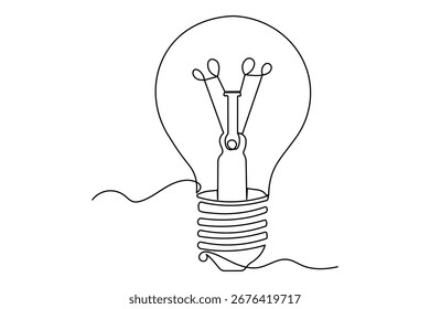 Minimalistische Glühbirne durchgängige einzeilige Umrisse isolieren moderne saubere Kunst Illustration