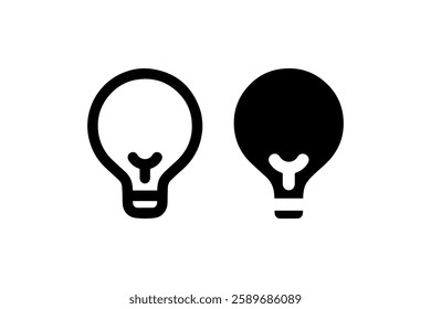 Minimalist Light Bulb Icon in Black and White Vector