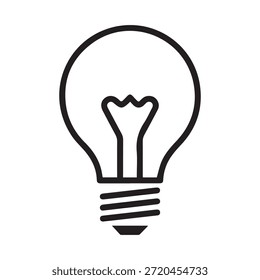 Ilustración vectorial minimalista del arte de la línea del icono de la bombilla aislada en el fondo blanco.