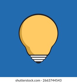 Icono de bombilla minimalista sobre un fondo azul. Diseño simple y limpio con un enfoque en la bombilla. Ideal para temas de creatividad, ideas e innovación. Ilustración vectorial Funky.