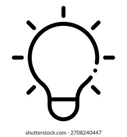 Icono de bombilla minimalista que representa ideas, innovación y creatividad para las interfaces de marketing y App.