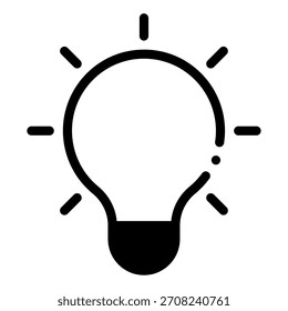 Ícone de lâmpada minimalista representando ideias, inovação e criatividade para interfaces de marketing e aplicativos.