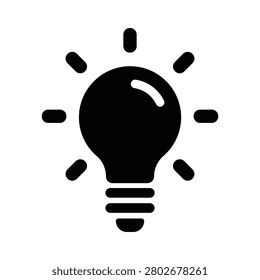 Minimalist light bulb icon representing innovation, creativity, inspiration, and problem-solving. Perfect for business presentations, startup branding, brainstorming sessions, education, marketing, technology, consulting, websites, mobile apps, dashboards, and infographic design.