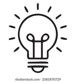 Minimalist Light Bulb Icon Simple Line Drawing Black and White Creativity Symbol Innovation Illustration Bright Idea Representation Vector Art