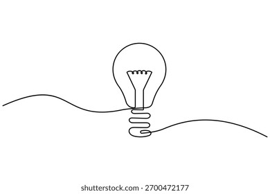  Minimalist light bulb icon single line art concept illustration on white background