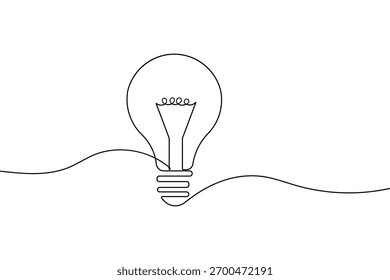  Minimalist light bulb icon single line art concept illustration on white background