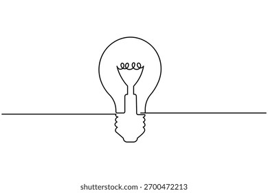  Minimalist light bulb icon single line art concept illustration on white background