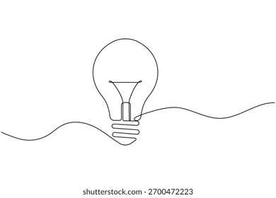  Minimalist light bulb icon single line art concept illustration on white background