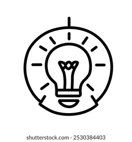 A minimalist light bulb icon symbolizing ideas and creativity.