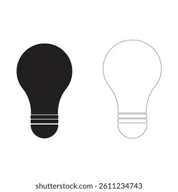 Minimalist Light Bulb Icons Solid and Outline Vector Design