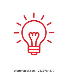 Minimalist Light Bulb Stroke Icon Representing Technology and Innovative Ideas in Clean Vector Style