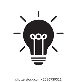 Minimalist Light Bulb Vector Icon for Ideas and Creativity. Flat Lightbulb Symbol for Innovation and Bright Thinking. Modern Electric Bulb Illustration for Inspiration and Energy.