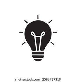 Minimalist Light Bulb Vector Icon for Ideas and Creativity. Flat Lightbulb Symbol for Innovation and Bright Thinking. Modern Electric Bulb Illustration for Inspiration and Energy.