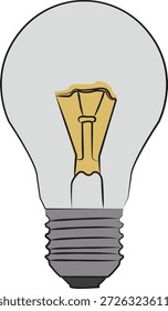 Ilustração de vetor de lâmpada minimalista representando ideias, inovação, criatividade e inspiração, tornando-o adequado para conceitos de tecnologia, marca de start-ups, materiais educativos, apresentações, sites, aplicativos móveis e infográficos