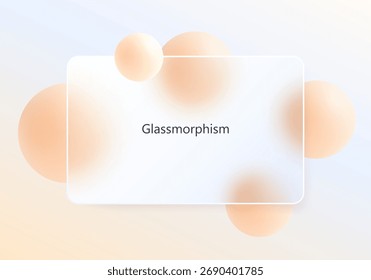 Fondo mórfico de vidrio ligero minimalista con esferas de melocotón suave y Gradientes vibrantes para un Web elegante o un diseño de negocios.