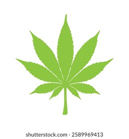 Minimalist Light Green Cannabis Leaf Vector on White Background