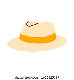 Minimalist light straw hat with simple yellow band, perfect for sunny weather