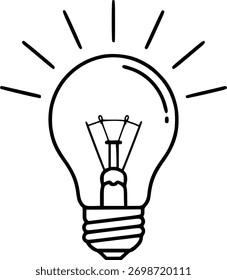 Diseño minimalista del icono de la bombilla: Bombilla de la idea creativa
