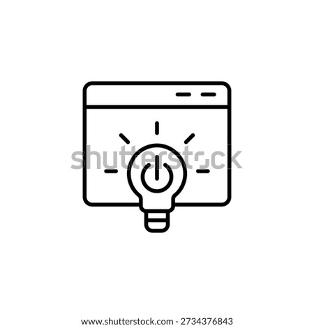 Minimalist Lightbulb Idea Icon Inside Browser Window Outline Graphic Design